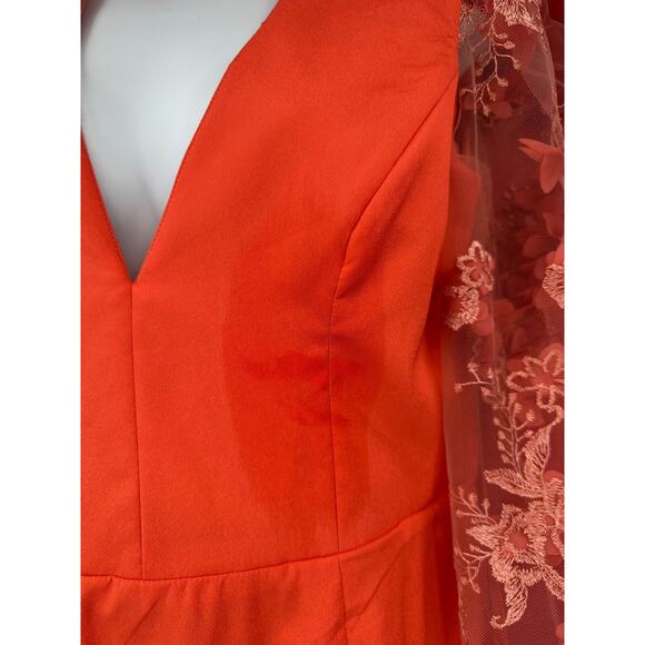 Anthropologie Helsi Blair V Neck Dimensional Coral Floral Gown Maxi Dress M NWT - Picture 15 of 16